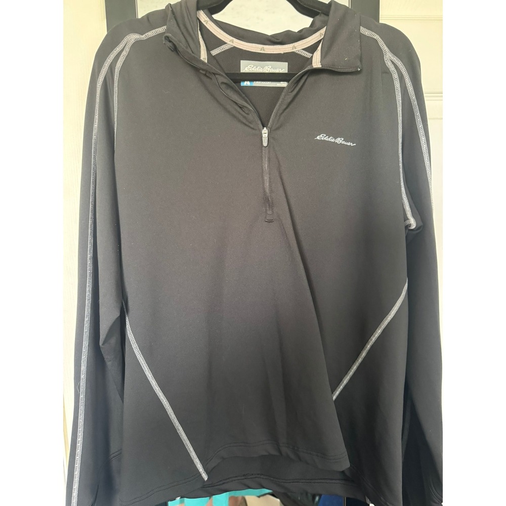 Eddie Bauer First Ascent Pullover Mens L Black FreeHeat Pro Long Sleeve
